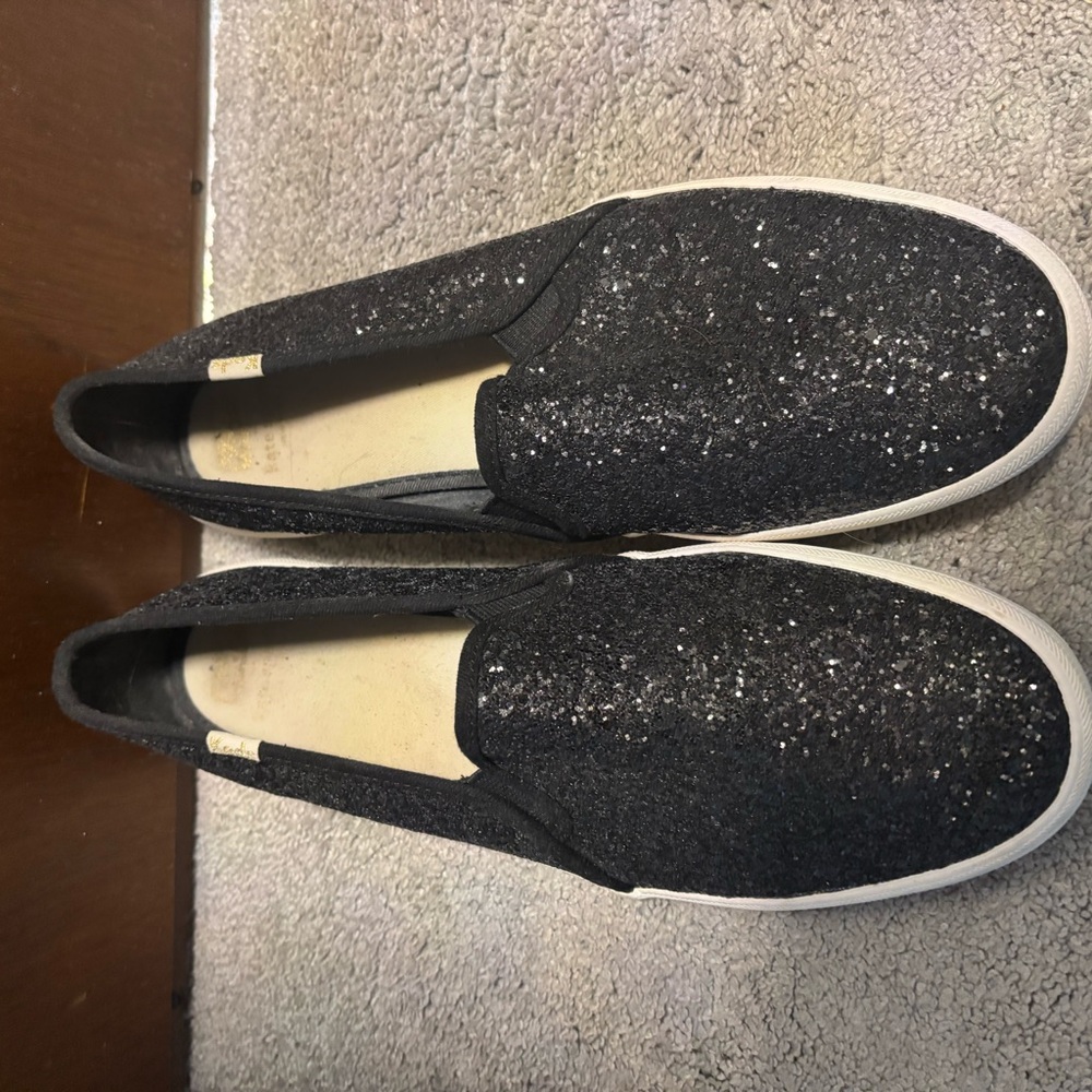 Keds x Kate Spade: Black Glitter Slip-On Women's Shoes